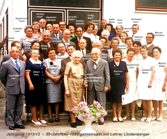 JG 1912/13 50-Jahrfeier 1963 mit Lehrer Lindenberger