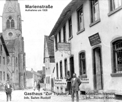 Marienstr um 1928 Gaststätte Zur Traube Konsum-Verein