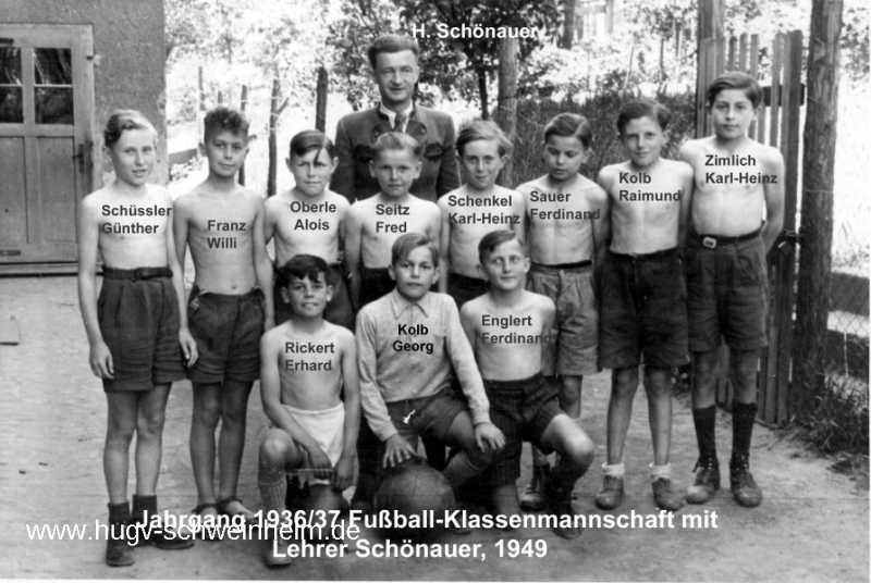 JG 1936/37 Fussball-Elf 1949 mit Lehrer Schönauer