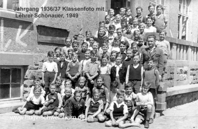 JG 1936/37 Klassenfoto mit Lehrer Schönauer 1949