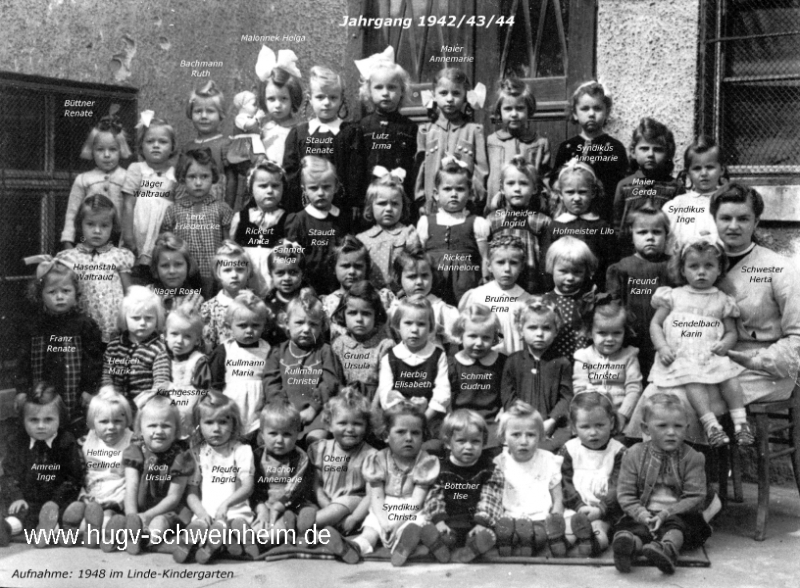 JG 1942/43/44 Vorschulkinder im Lindekindergarten 1948