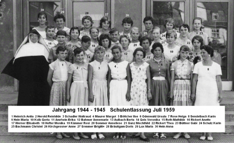 JG 1944/45 Schulentlassung Mädchen 1959