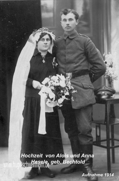 Hesele Alois und Anna geb Bechtold Hochzeit um 1914