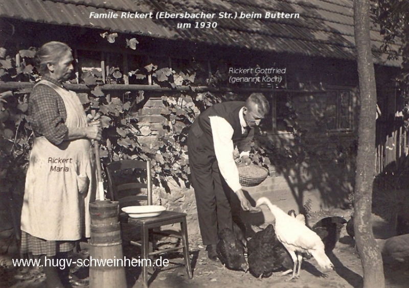 Rickert Gottfried und Maria beim Buttern 1930