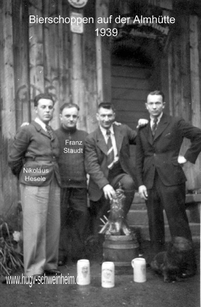 Almhütte Bierschoppen mit Nickel Hesele u. Franz Staudt 1939