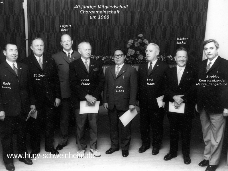 Chorgemeinschaft Ehrung 40-jährige Mitgliedschaft 1968
