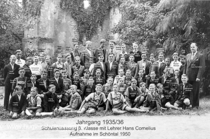JG 1935/36 Schulentlassung 1950 mit Lehrer Cornelius