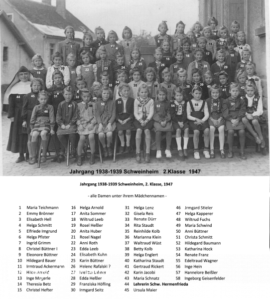 JG 1938/39 2. Klasse Mädchen 1947